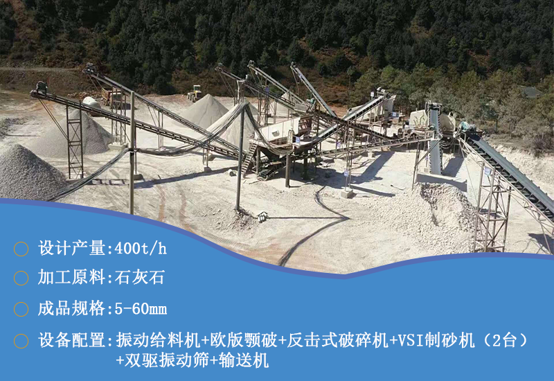 新疆伊犁400吨石灰石制砂生产线